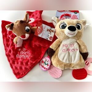 My First Rudolph & Clarice baby toy set, Clarice teether toy & Rudolph Lovey NWT